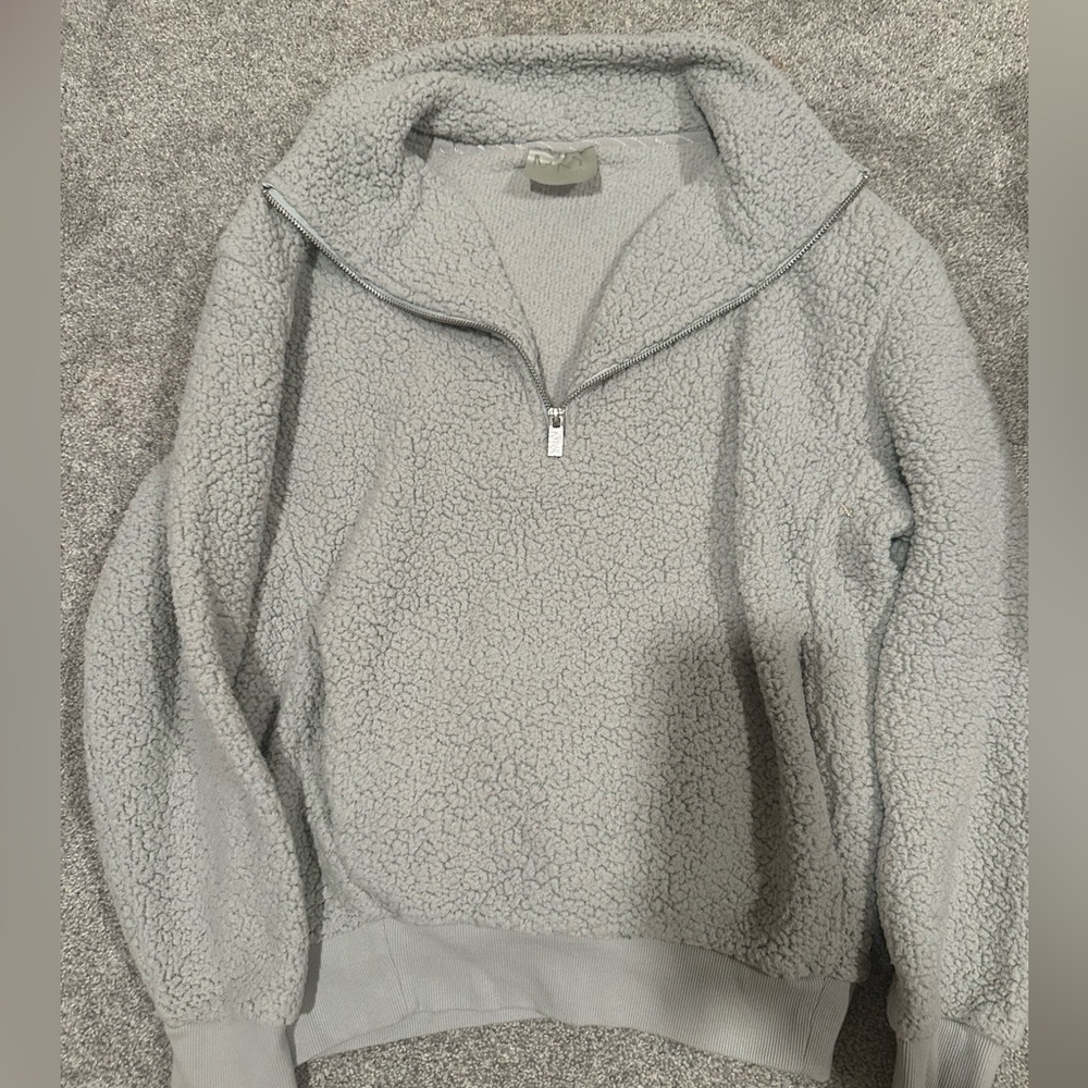Grey Sherpa Quarter Zip Jacket